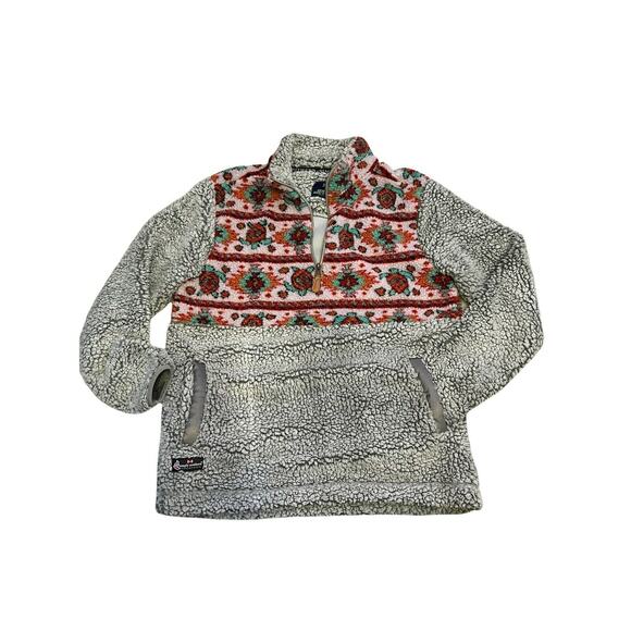 Simply southern pullover Sherpa jacket gray Zip Aztec Design Fleece Sz small - Picture 1 of 10